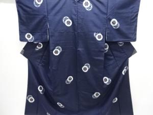 未使用品　源氏車模様織り出し手織り紬着物